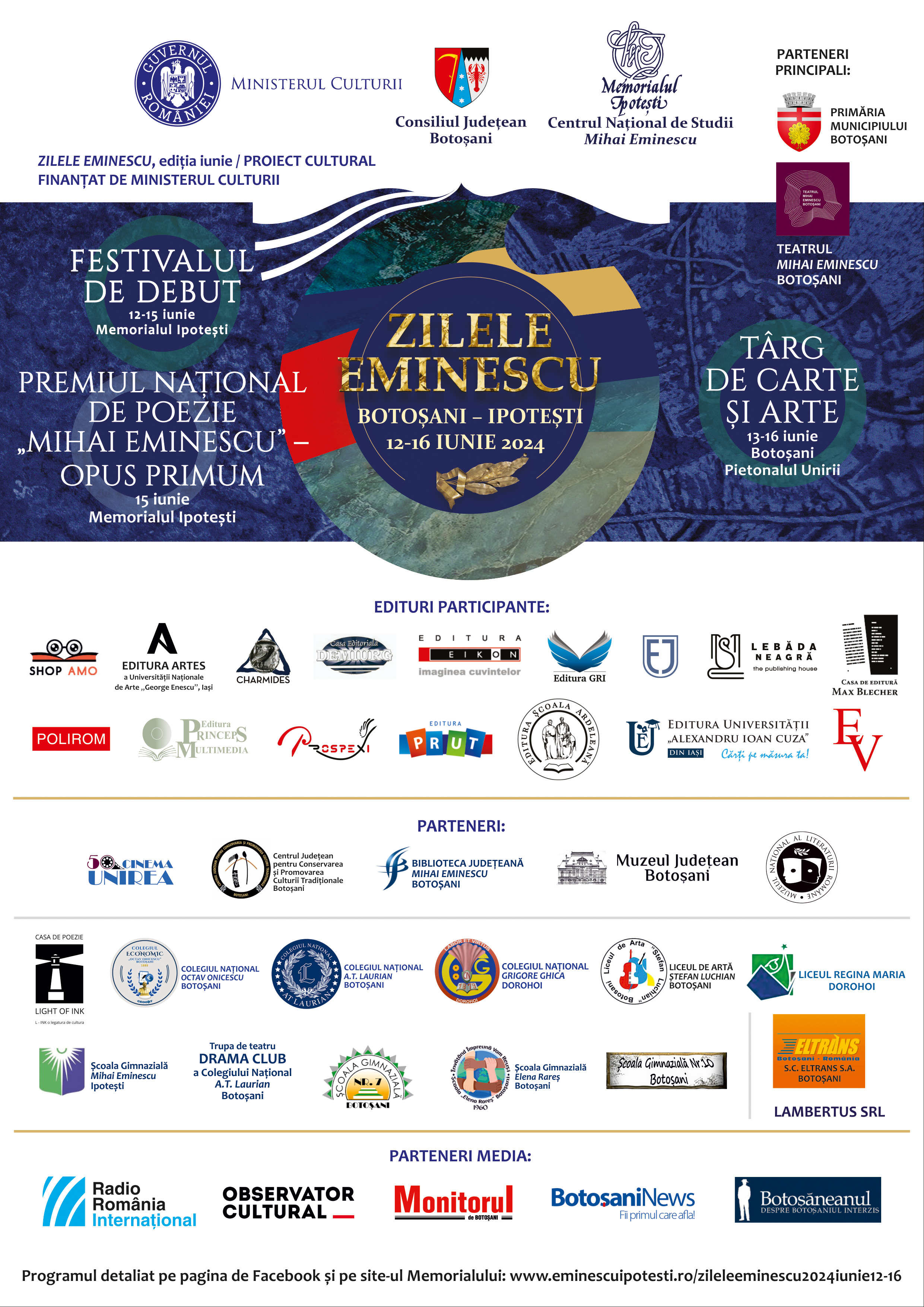 Încep Zilele Eminescu – PROGRAMUL evenimentelor de miercuri 