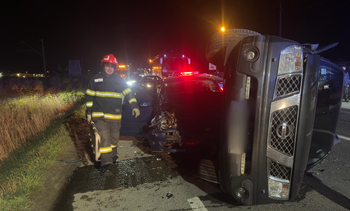 accident cu masina rasturnata