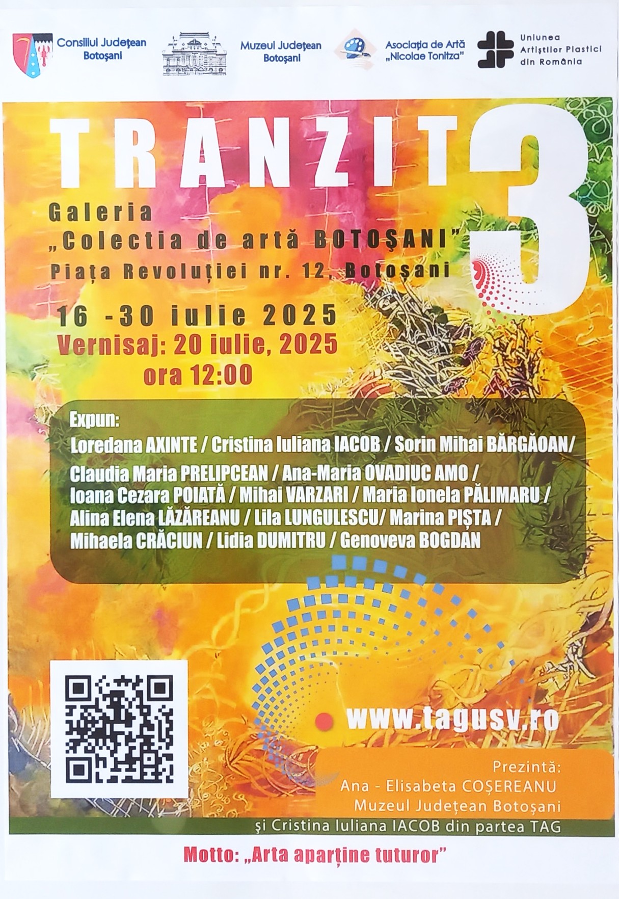Lucrări semnate de artiști TAG în expoziția „Tranzit 3”, deschisă la Muzeul Județean Botoșani