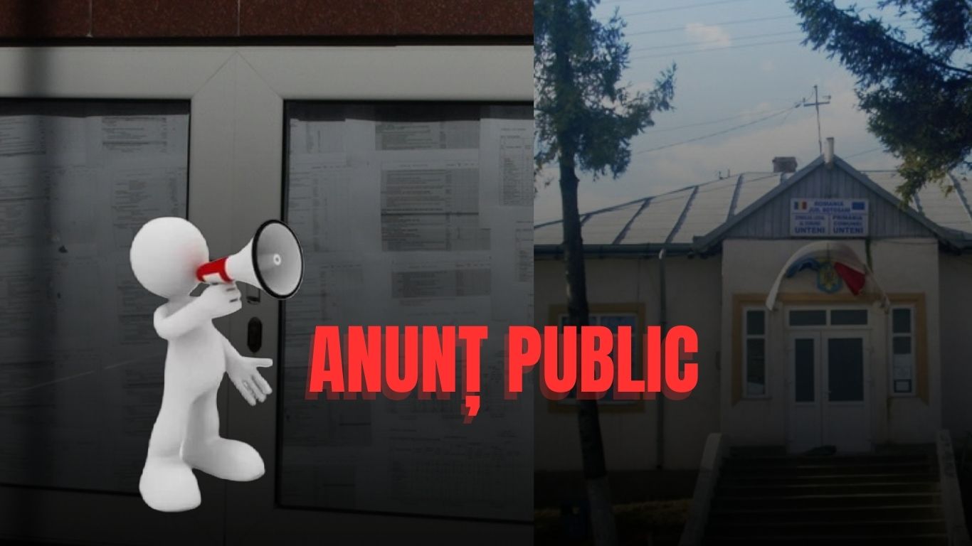 ANUNŢ Primăria Unţeni privind afișarea publică a documentelor tehnice ale cadastrului - Sectoarele cadastrale nr. 1, 16, 17, 18, 27