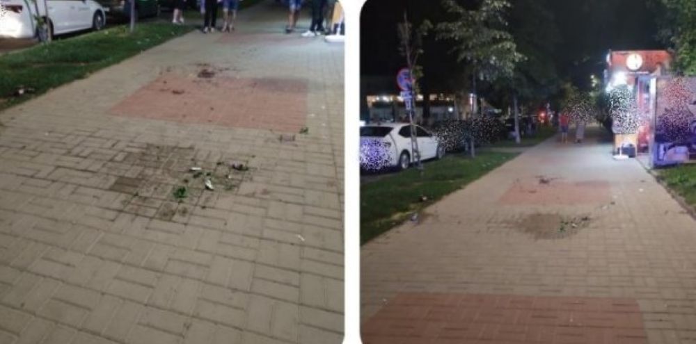 Bătaie de proporții pe bulevard,  bărbat umplut de sânge 