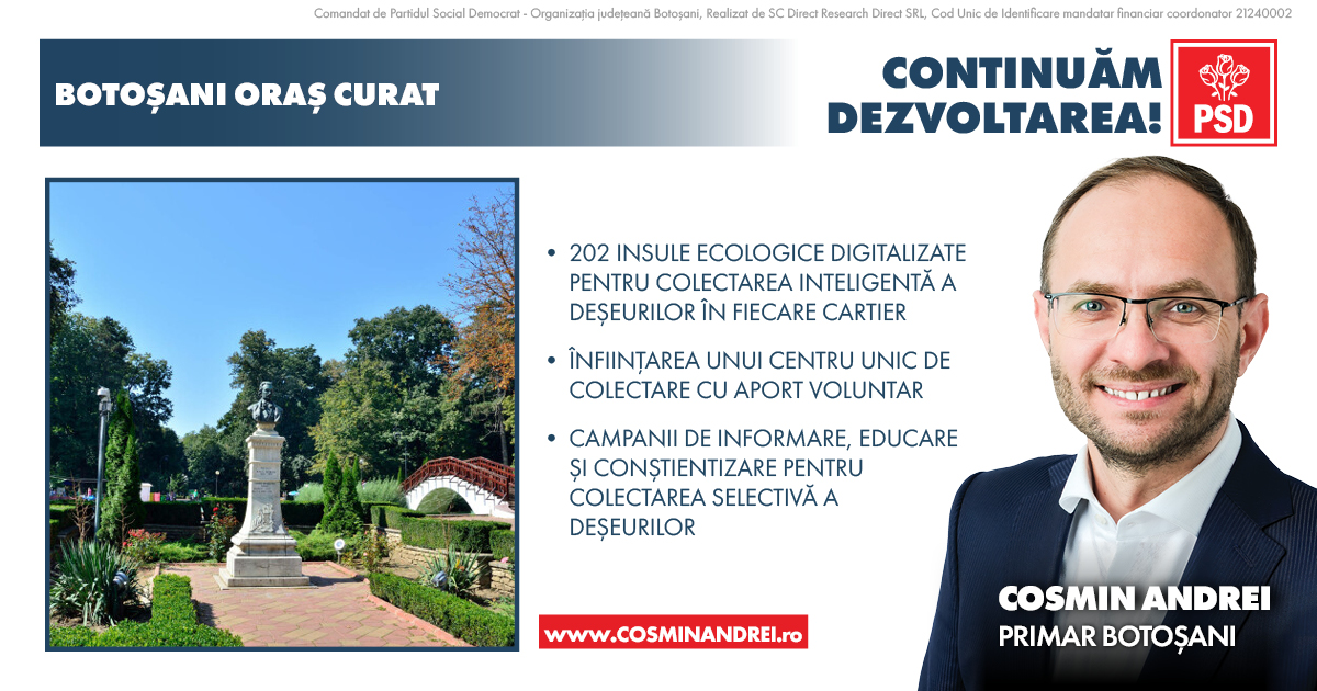 Cosmin Andrei: Până la finalul acestui mandat vom avea platforme noi pentru colectarea selectivă a deșeurilor în fiecare cartier din oraș