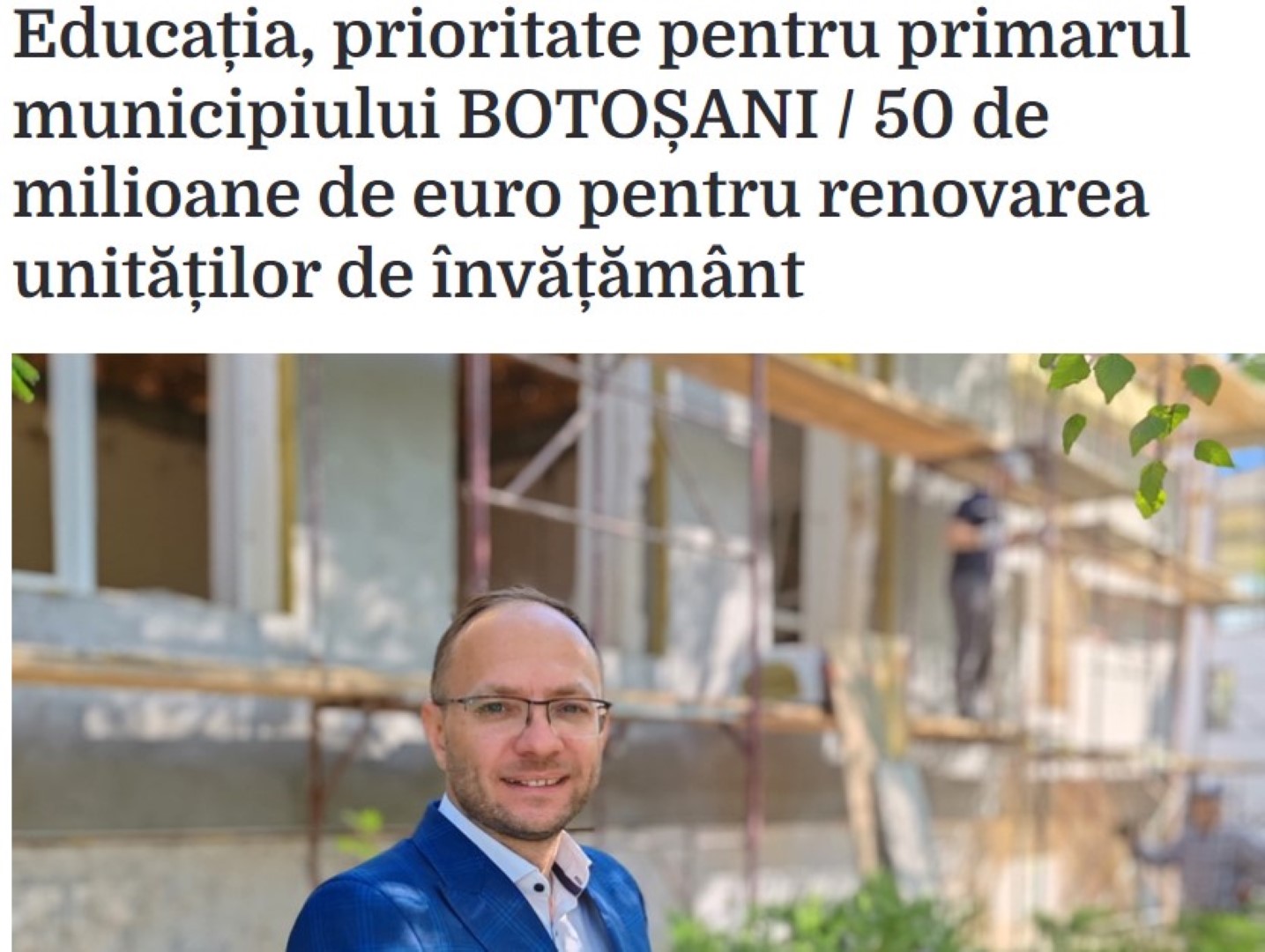 PSD Botoșani: Presa națională laudă investițiile în educație ale primarului Cosmin Andrei - VIDEO