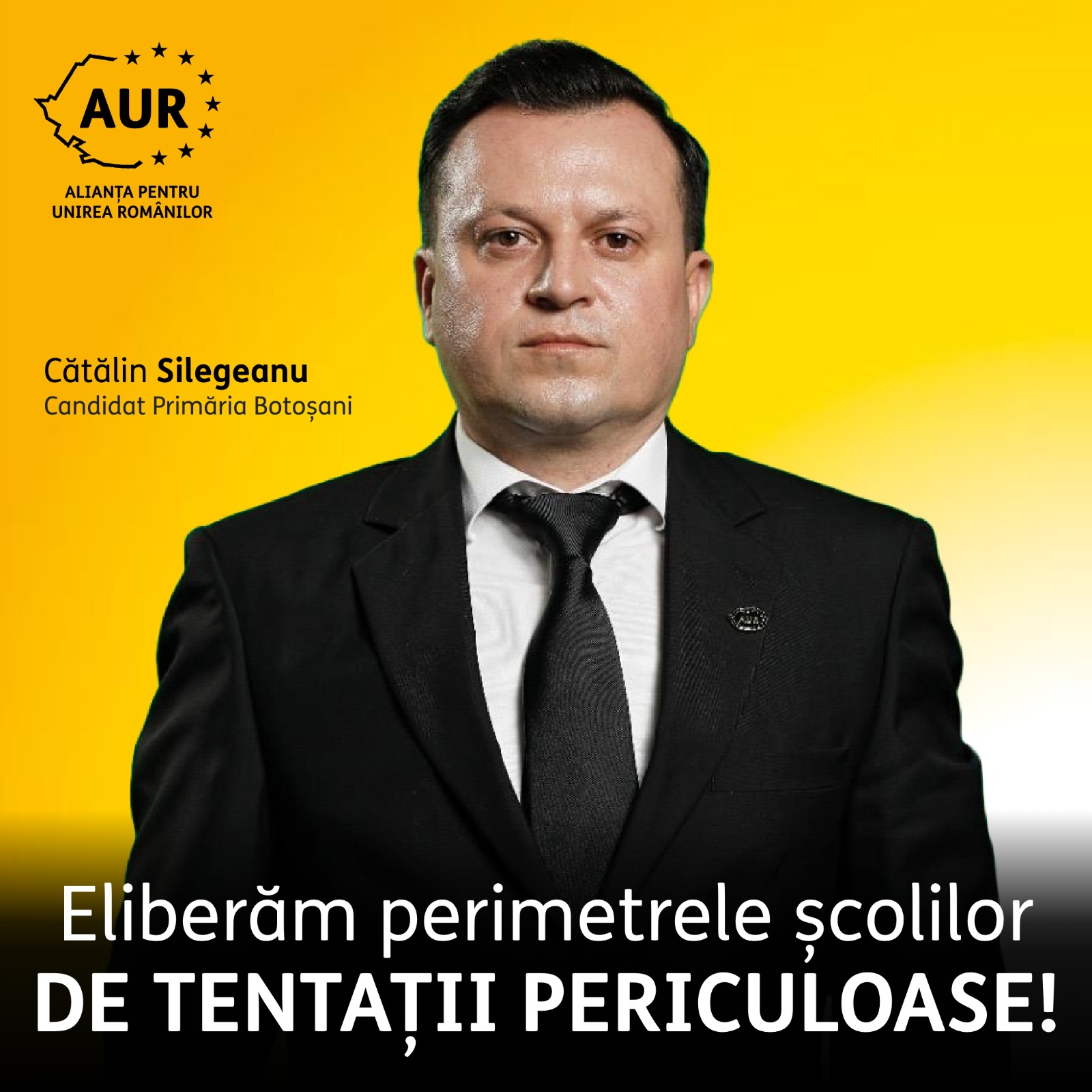 Cătălin Silegeanu, candidat AUR la Primăria Botoșani: Eliberăm perimetrele școlilor de tentații periculoase!