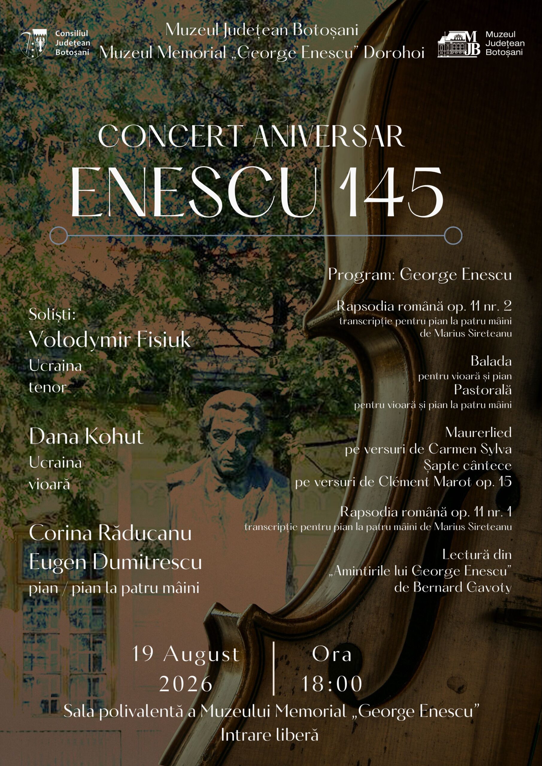 Concert aniversar dedicat lui Enescu anunțat la Dorohoi