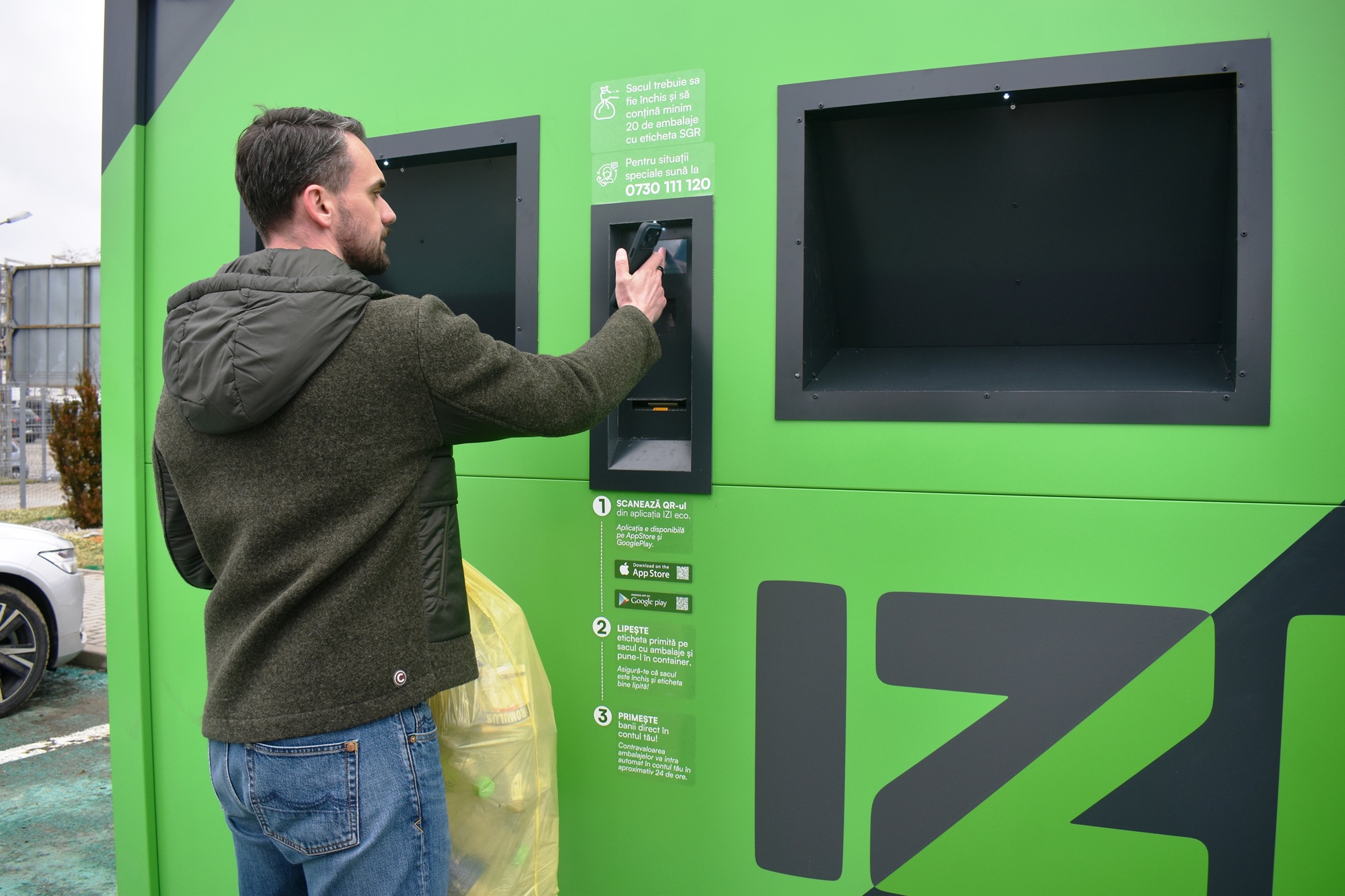 S-au deschis primele containere de colectare a ambalajelor SGR cu sacul, iar banii sunt virați direct în cont 