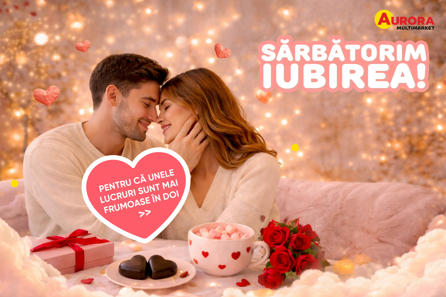 Cadouri de Ziua Îndrăgostiților cu reduceri de până la 70% la Aurora Multimarket