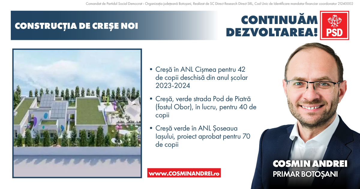 Primarul Cosmin Andrei pe șantierul creșei care se construiește în zona fostului Obor: Anul viitor vom deschide această creșă verde pentru 40 de copii - VIDEO