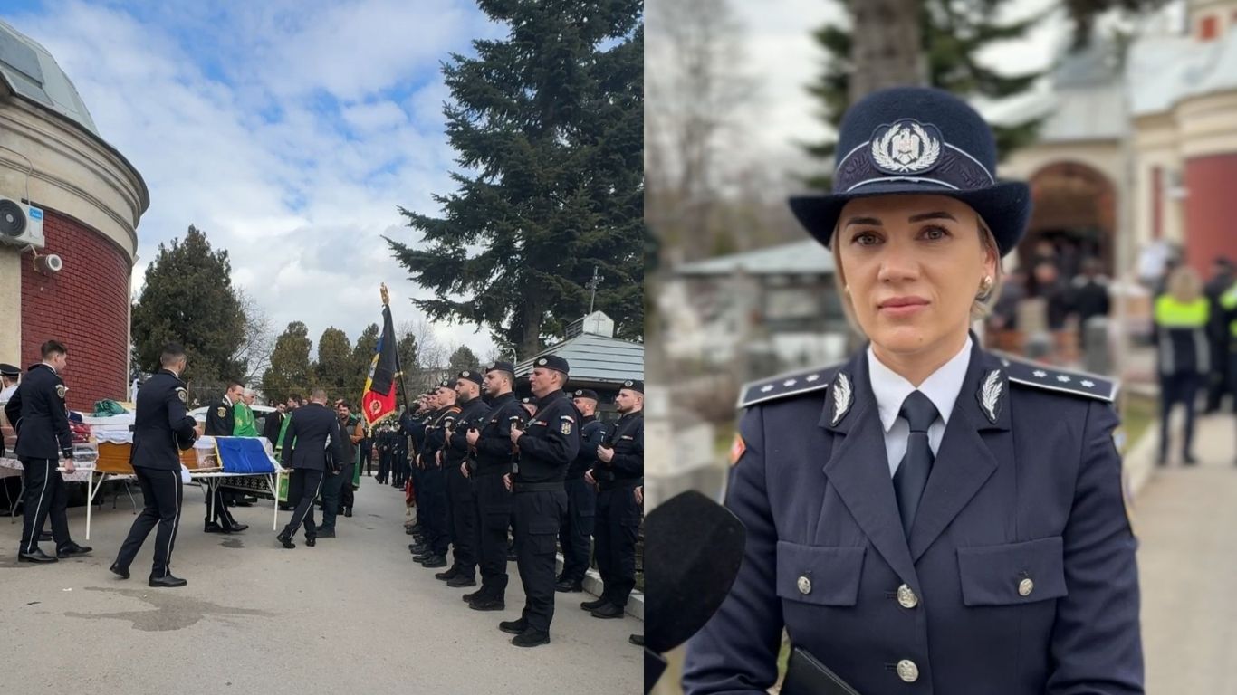 CLIPUL ZILEI: Mesajul colegilor polițiști la înmormântarea lui Alexandru Rățoi 