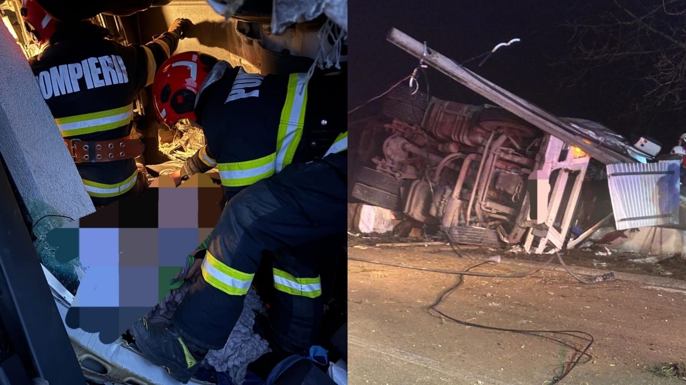Șofer în stare critică după accidentul din zorii zilei, stop cardio-respirator în ambulanță