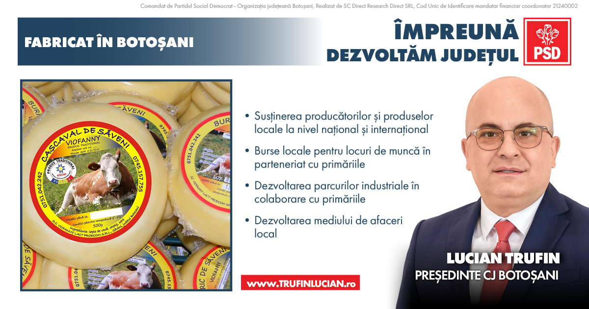 Lucian Trufin, candidatul PSD pentru Consiliul Județean: Școlile de meserii și Fabricat în Botoșani sunt două programe care vor merge mână în mână - VIDEO