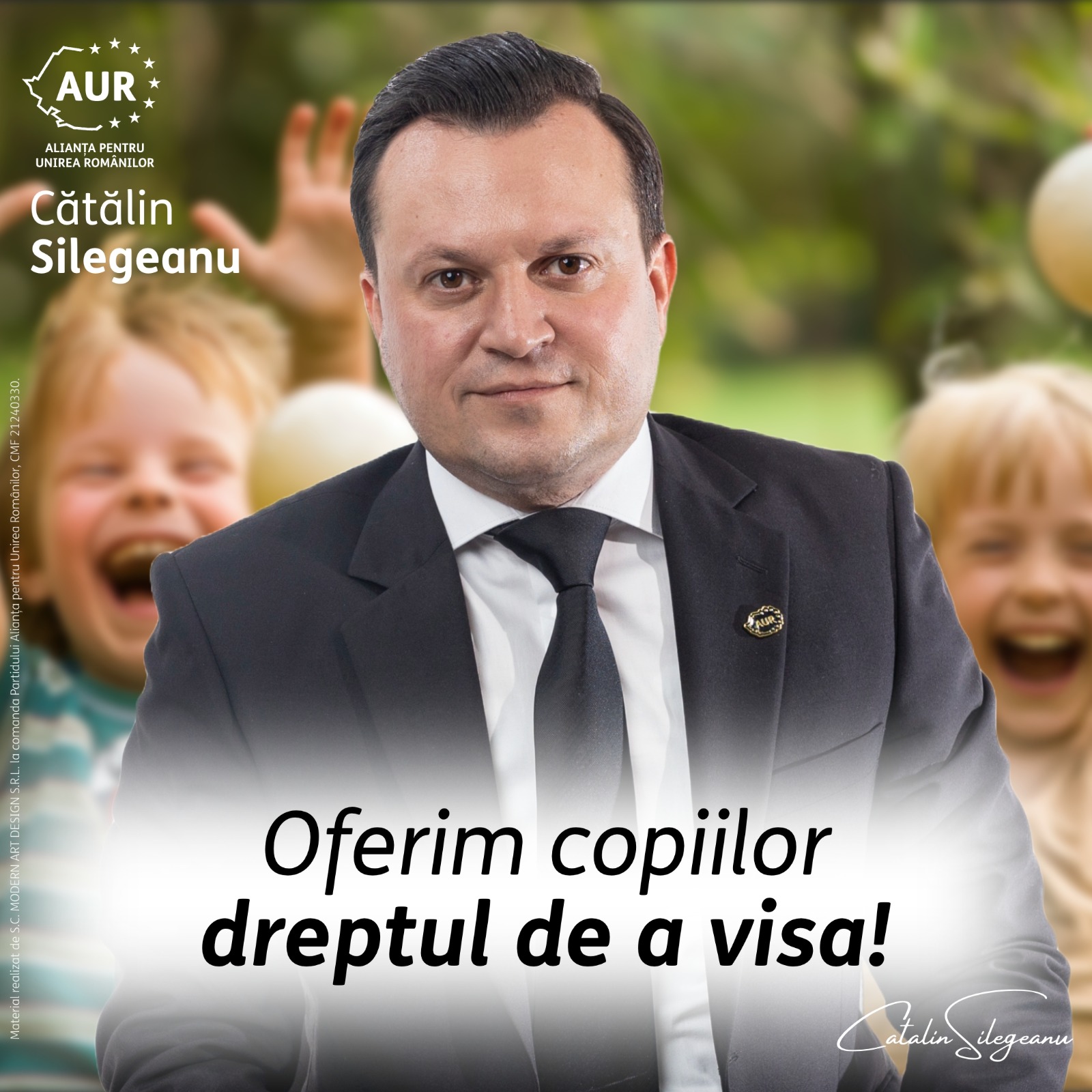 Cătălin Silegeanu, candidat din partea partidului AUR pentru Primăria Municipiului Botoșani, anunță inițiativa "Oferim copiilor dreptul de a visa!"