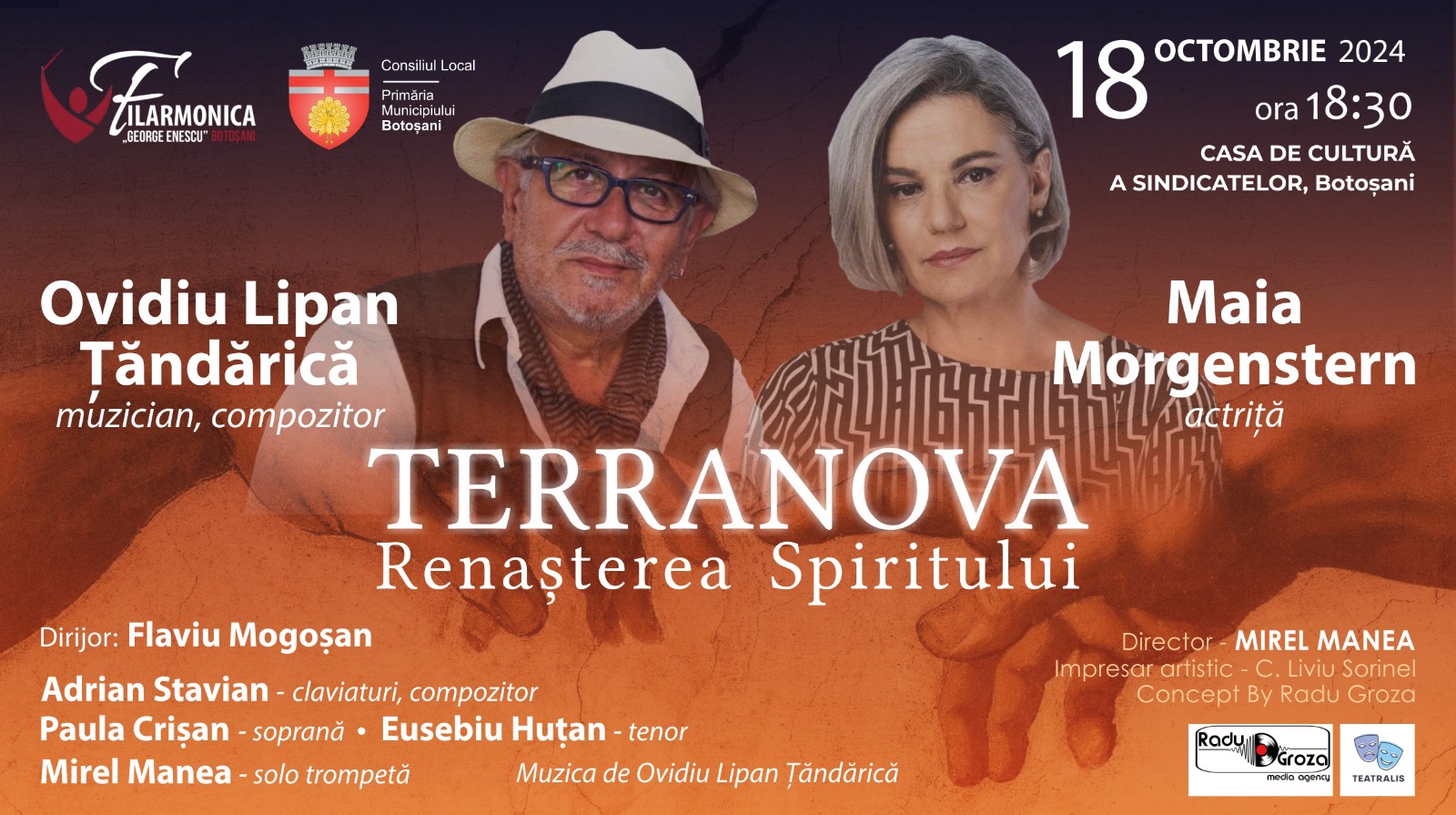 „Renașterea Spiritului” la Filarmonica Botoșani: Concert special cu Ovidiu Lipan Țăndărică și Maia Morgenstern: Mă bucur enorm să fim împreună