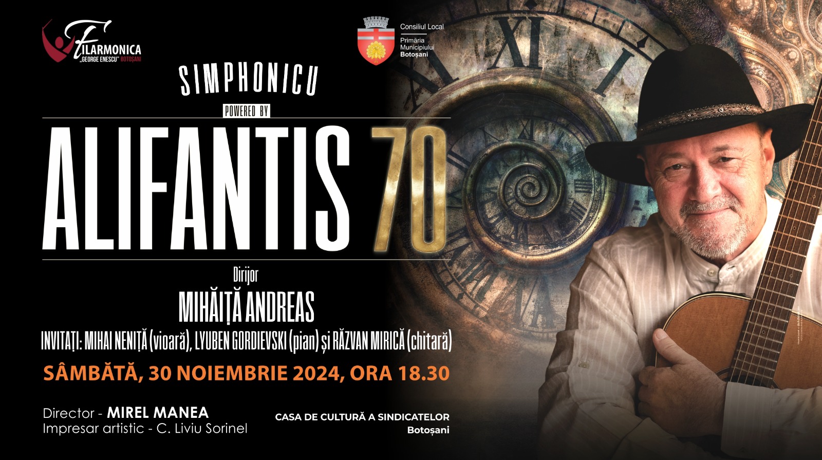 Legendarul Nicu Alifantis vine la Botoșani pentru un concert special cu Filarmonica 