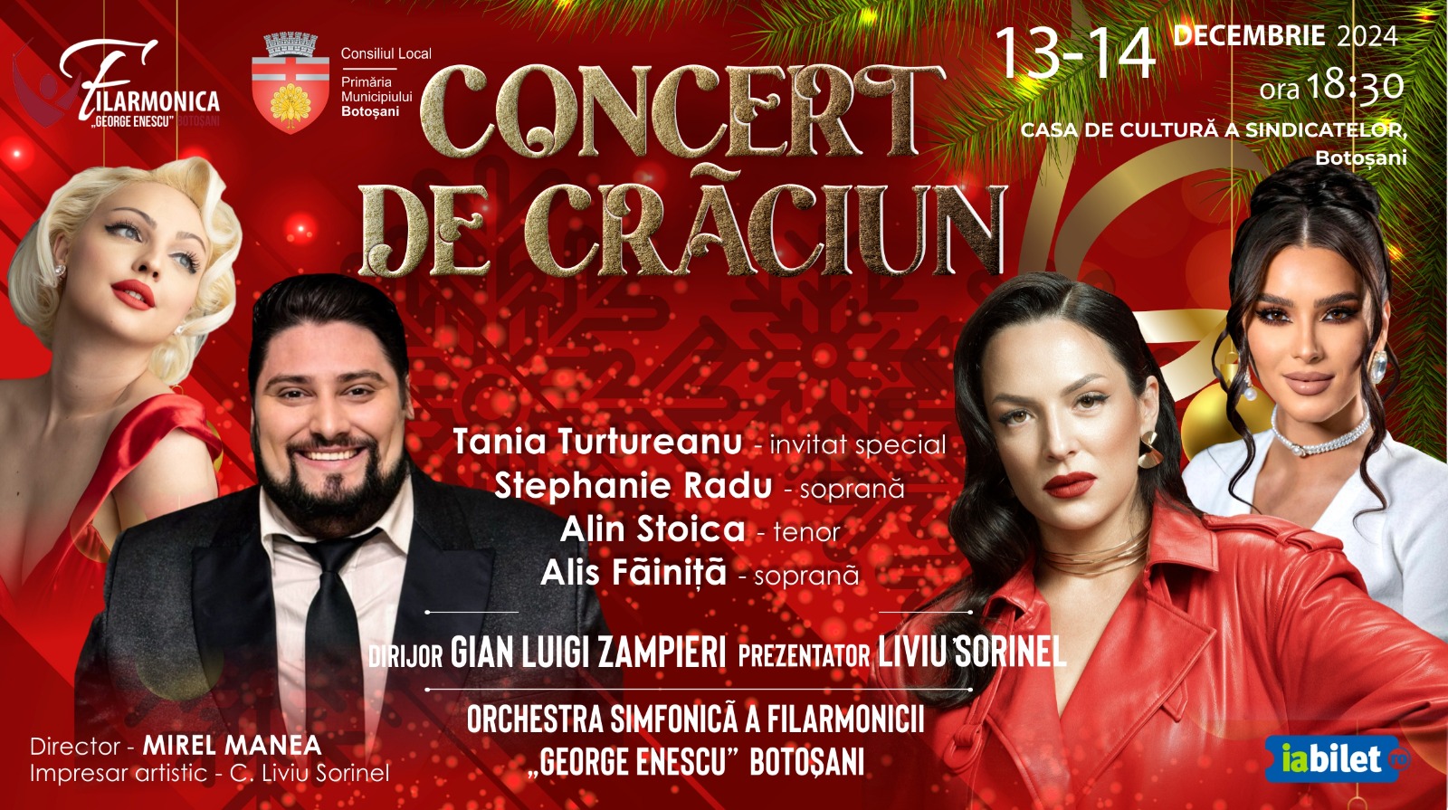 Două concerte de Crăciun la Filarmonică cu invitat special, soprane și tenori de renume