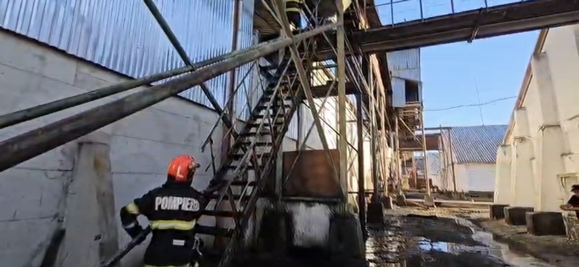 Incendiul de la depozitul de cereale din Dorohoi a fost lichidat: 450 de tone de cereale salvate din calea focului