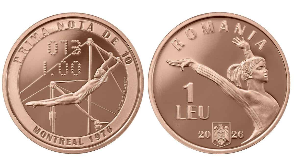 BNR marchează 50 de ani de la nota perfectă a Nadiei Comăneci cu monede speciale