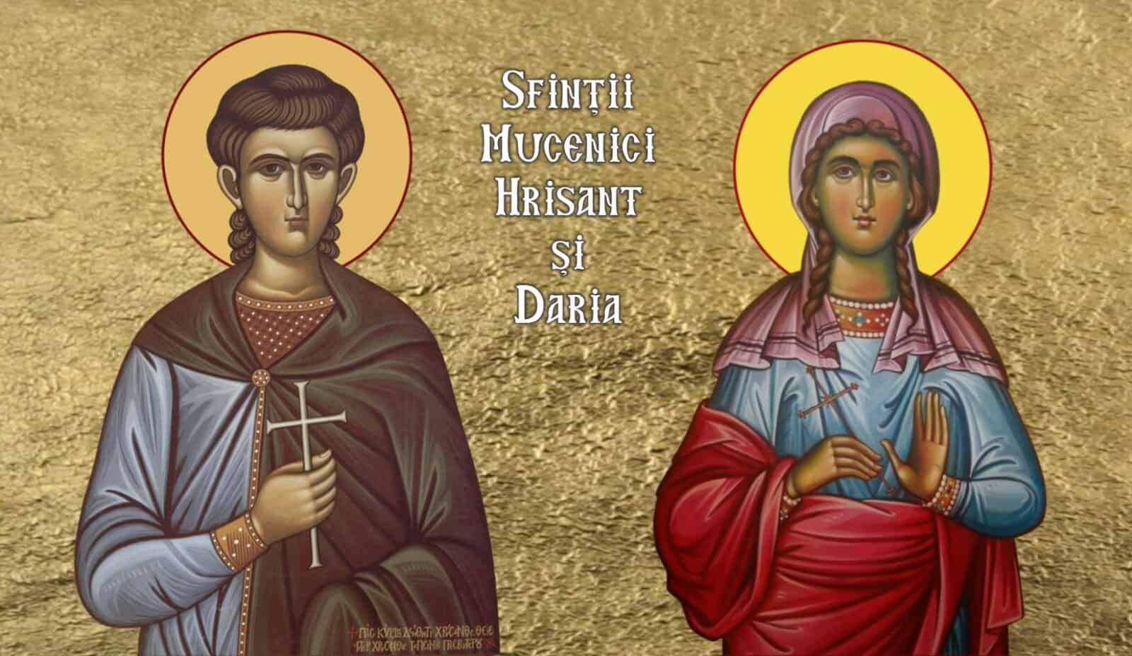 Calendar ortodox 2026: Zi de sărbătoare pentru credincioșii – Sfinții Mucenici Hrisant și Daria