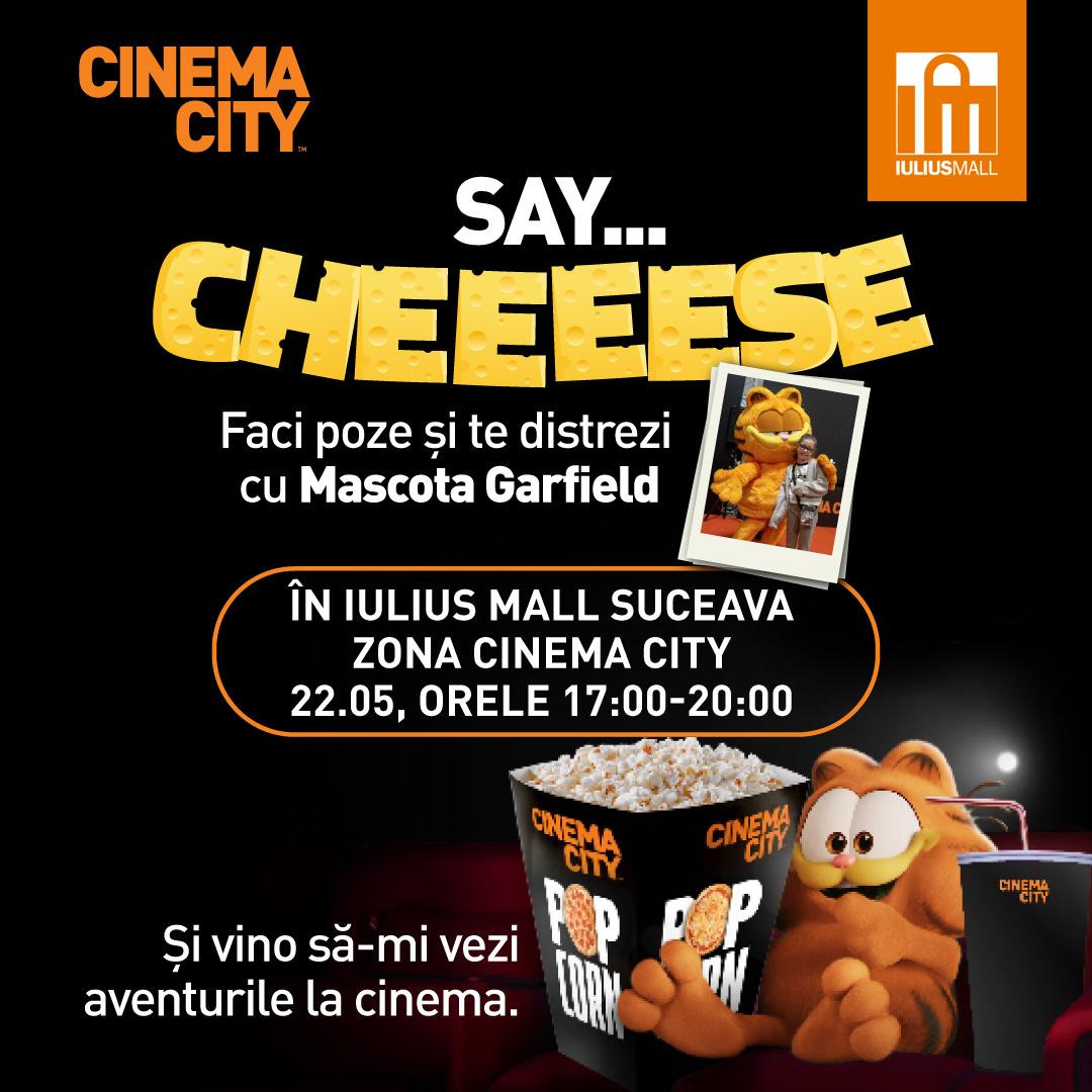 Caravana Garfield ajunge la Iulius Mall Suceava! Copiii sunt așteptați de simpaticul motan cu sesiuni foto și multă distracție