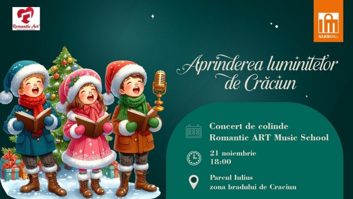 Magia sărbătorilor începe la Iulius Mall Suceava: Vineri aprindem luminile de Crăciun, în atmosfera feerică adusă de școala de muzică Romantic ART Music