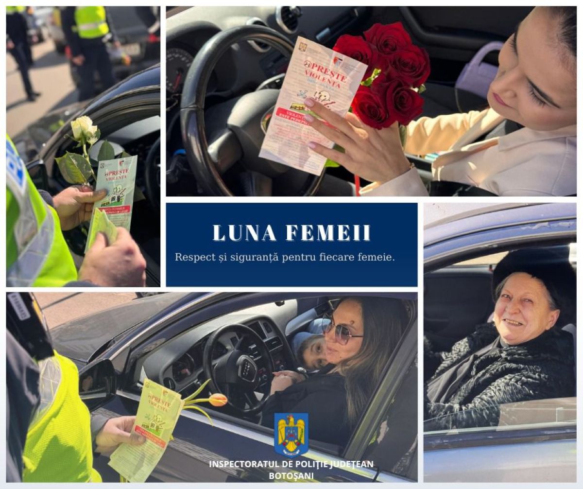 „Oprește violența în familie”: Acțiune a polițiștilor botoșăneni în luna femeii 