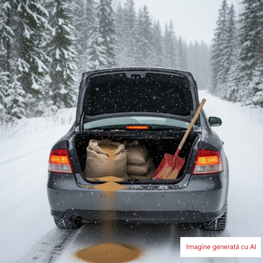 FAKE NEWS demontat de o instituție: Șoferii NU trebuie să aibă nisip în portbagaj pentru deszăpezire 