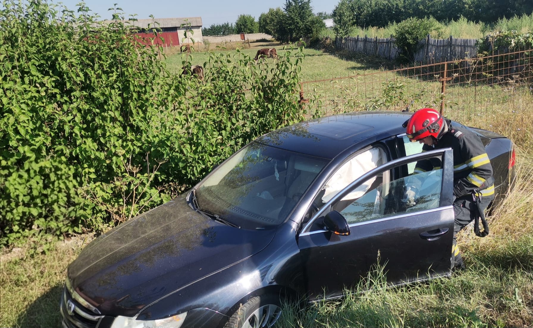Două mașini s-au izbit la Vlădeni, momente dramatice pentru patru persoane