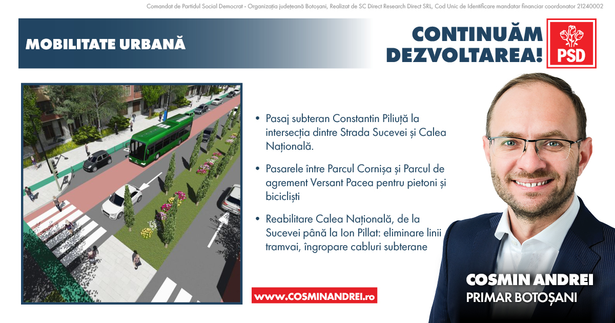Primarul Cosmin Andrei a prezentat marile proiecte de infrastructură din mandatul următor: Șosea de centură nouă, pasaje noi și modernizarea Căii Naționale 
