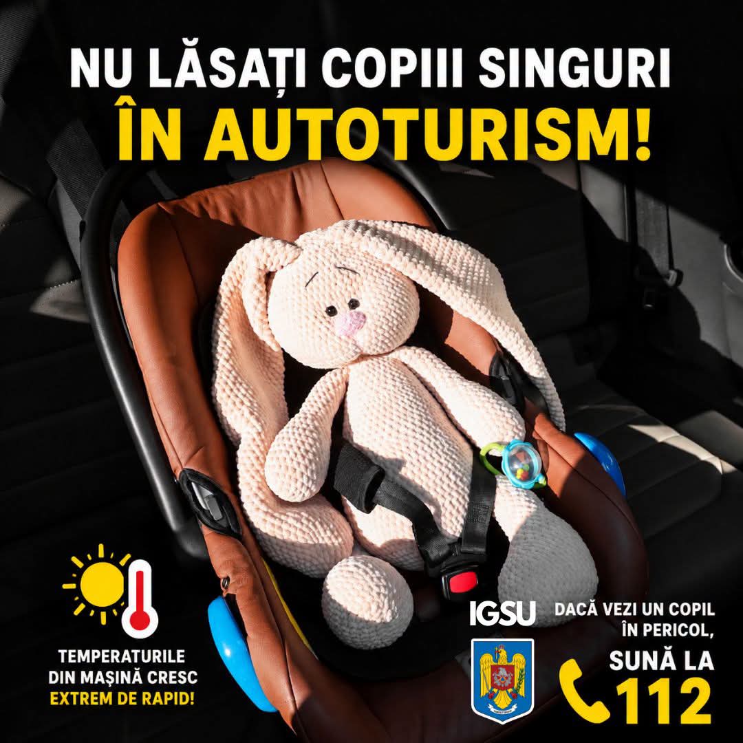 nu lasati copiii singuri in masina.j