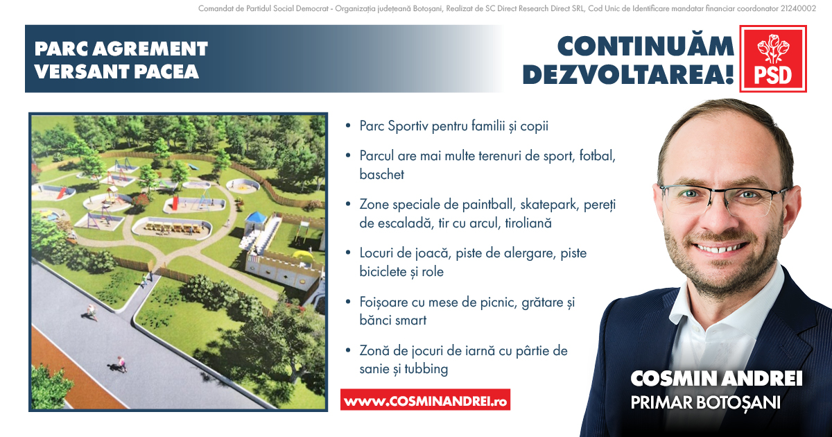 Cosmin Andrei pe șantierul de la Versantul Pacea: Parcul de agrement cu terenuri de sport pentru copii și familii se deschide până la finalul acestui mandat - VIDEO