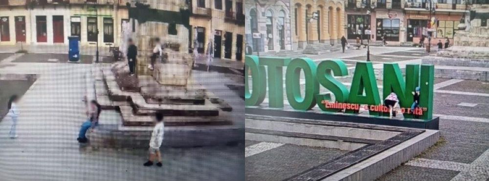 Copii cățărați pe un monument istoric, polițiștii locali i-au dat jos cu vorbă bună 