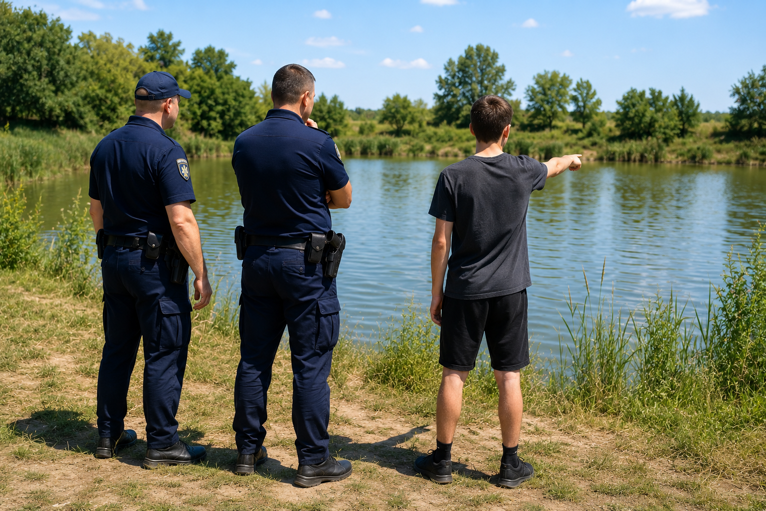 politisti pe malul iazului la dorohoi