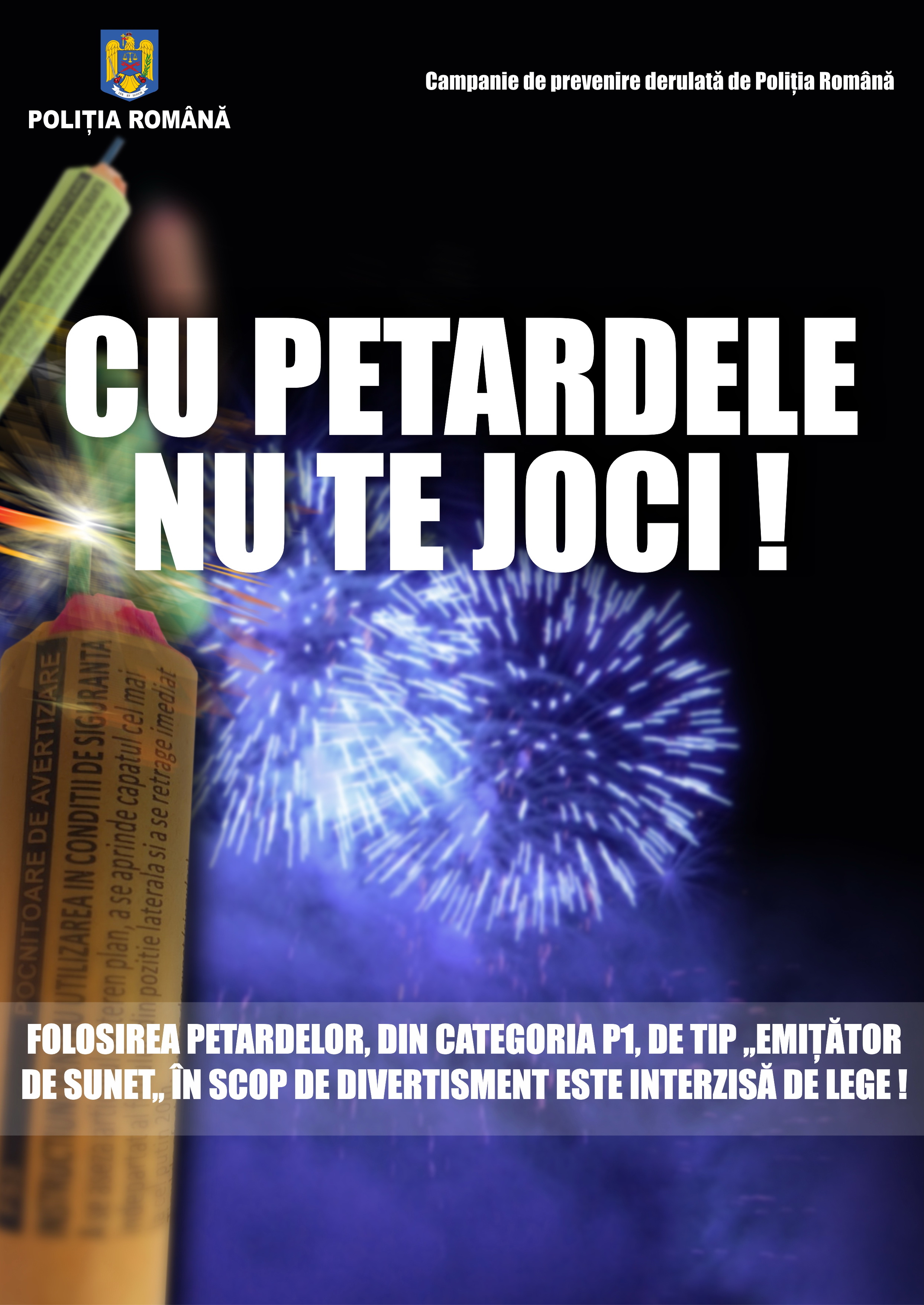 Aprinde zâmbete, nu petarde! Polițiștii merg printre elevi și botoșăneni pentru a le spune că „Siguranța nu este un artificiu!”