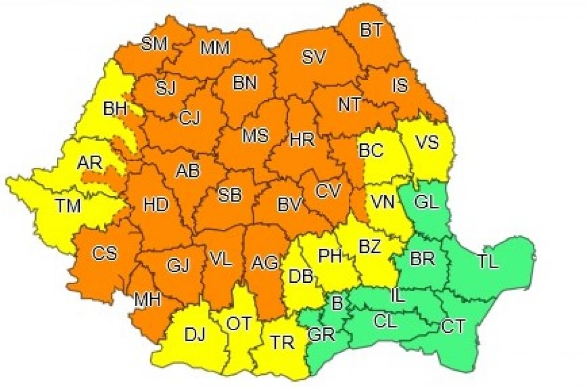 Județul Botoșani sub Cod Portocaliu: Avertizare de vijelii puternice și ploi abundente