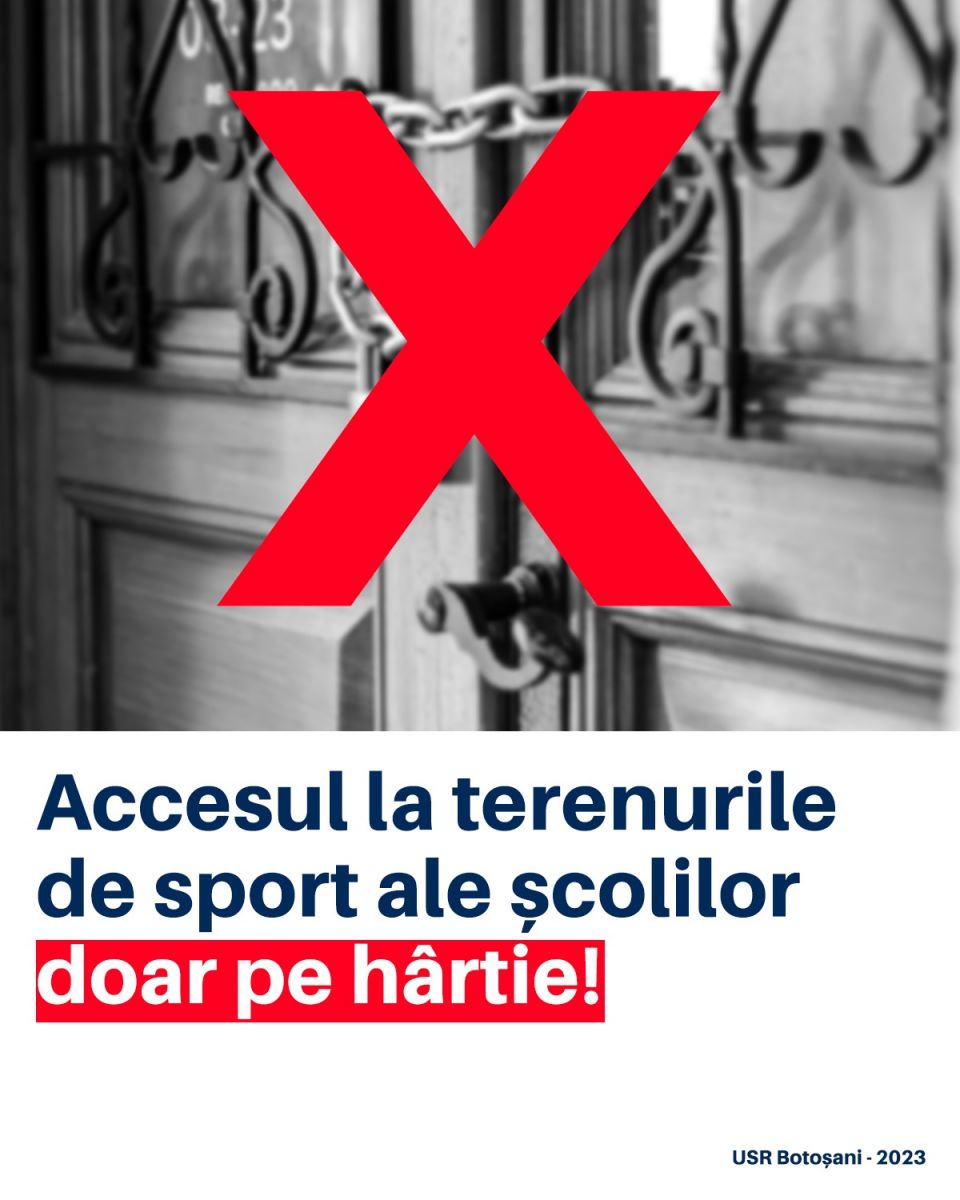 USR Botoșani: Accesul la terenurile de sport ale școlilor, doar pe hârtie!
