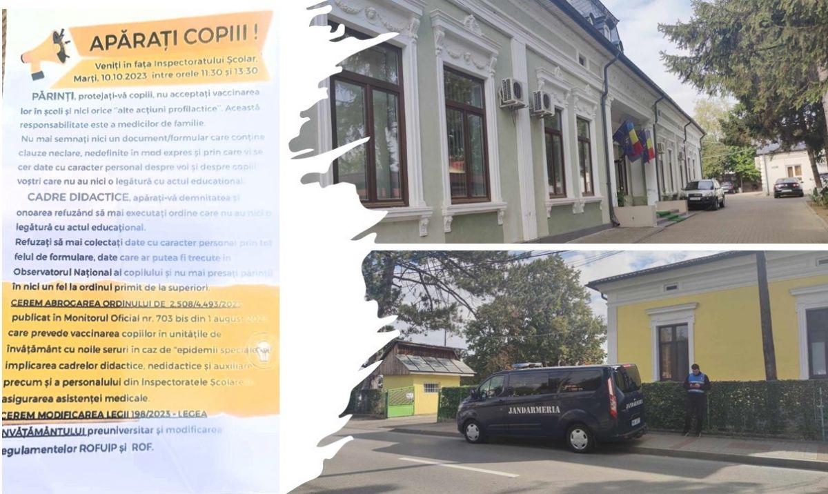 Pliante alarmiste împotriva vaccinării în școli distribuite masiv în județ, protest RATAT în fața Inspectoratului Școlar – FOTO