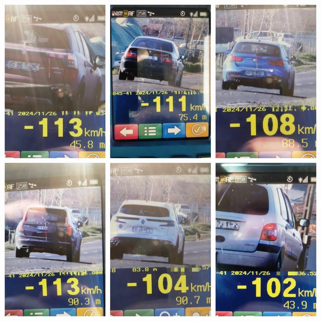 Doi șoferi prinși cu 113 km/h în doar 60 de minute 
