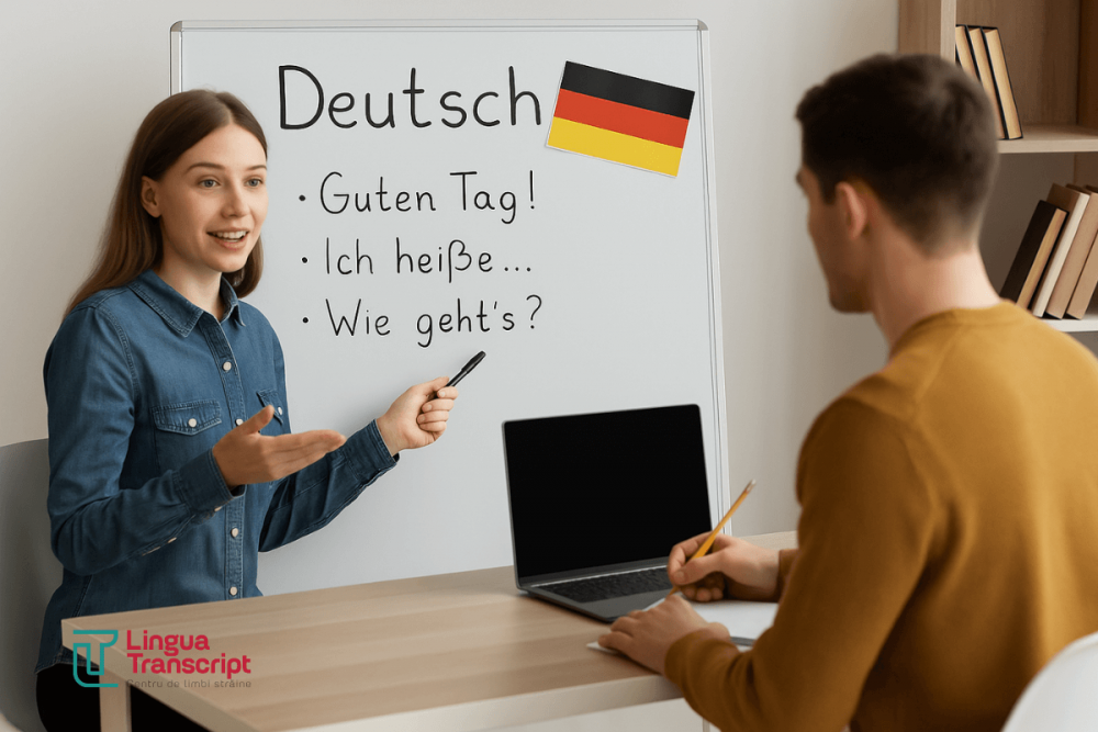 Participă la cursuri de limbă germană pentru începători la centrul de excelență Lingua Transcript