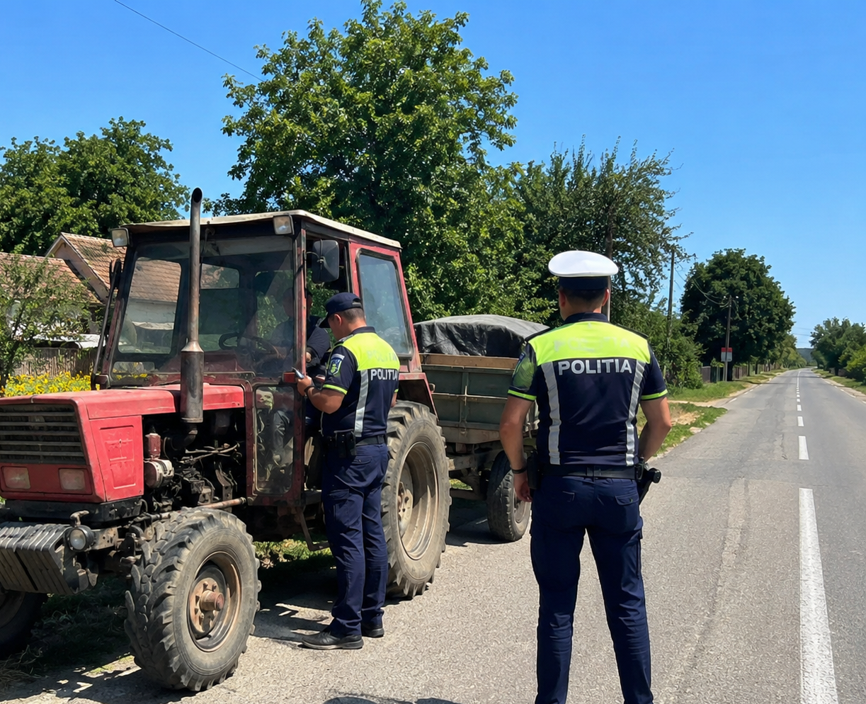 Tractor tras pe dreapta de polițiști, dosar penal pentru botoșăneanul de la volan