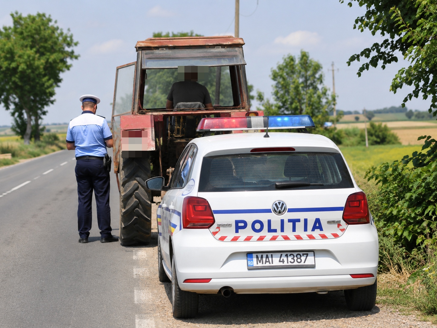 tractorist oprit de politie