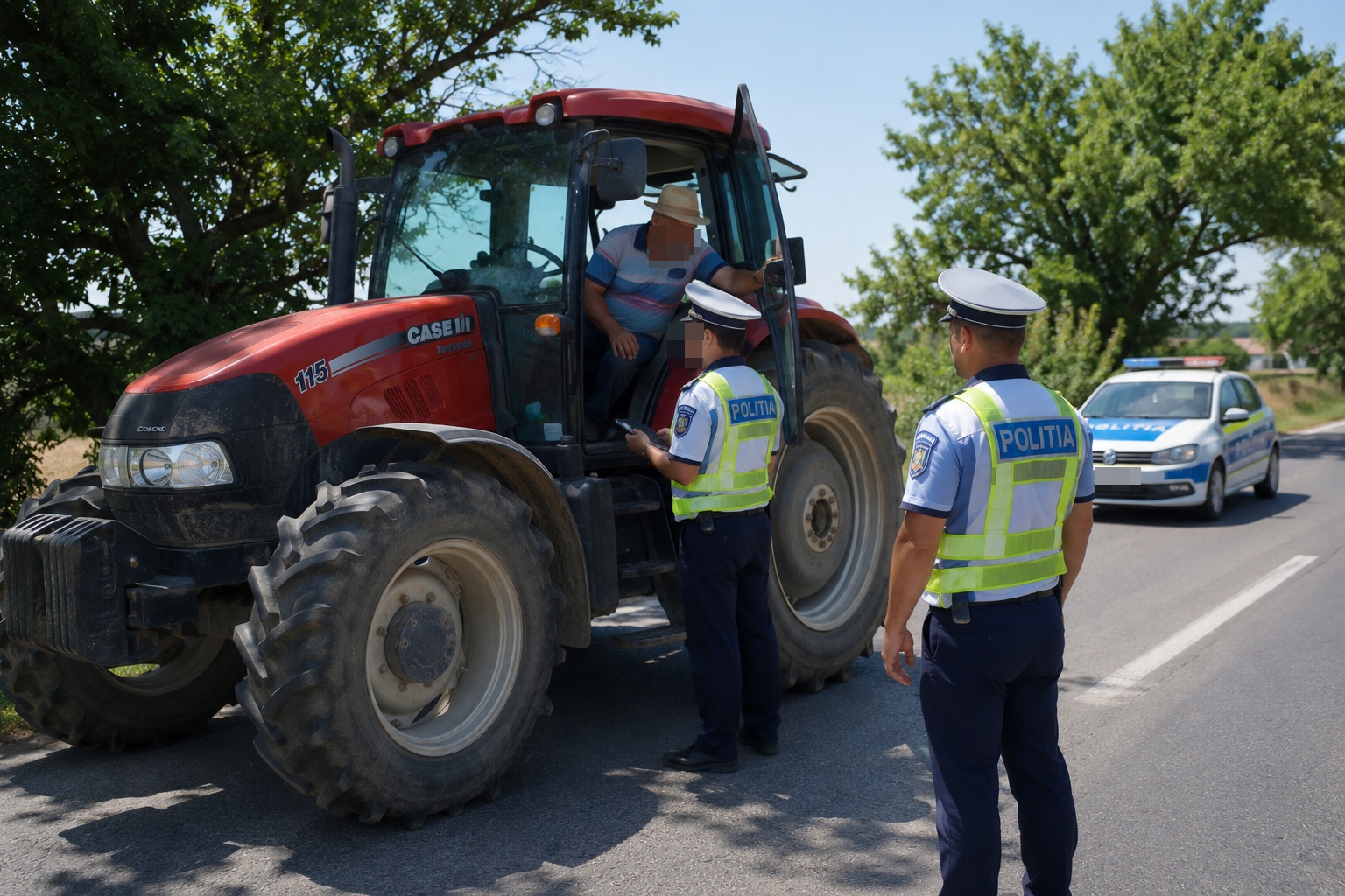 tractorist oprit de politie.