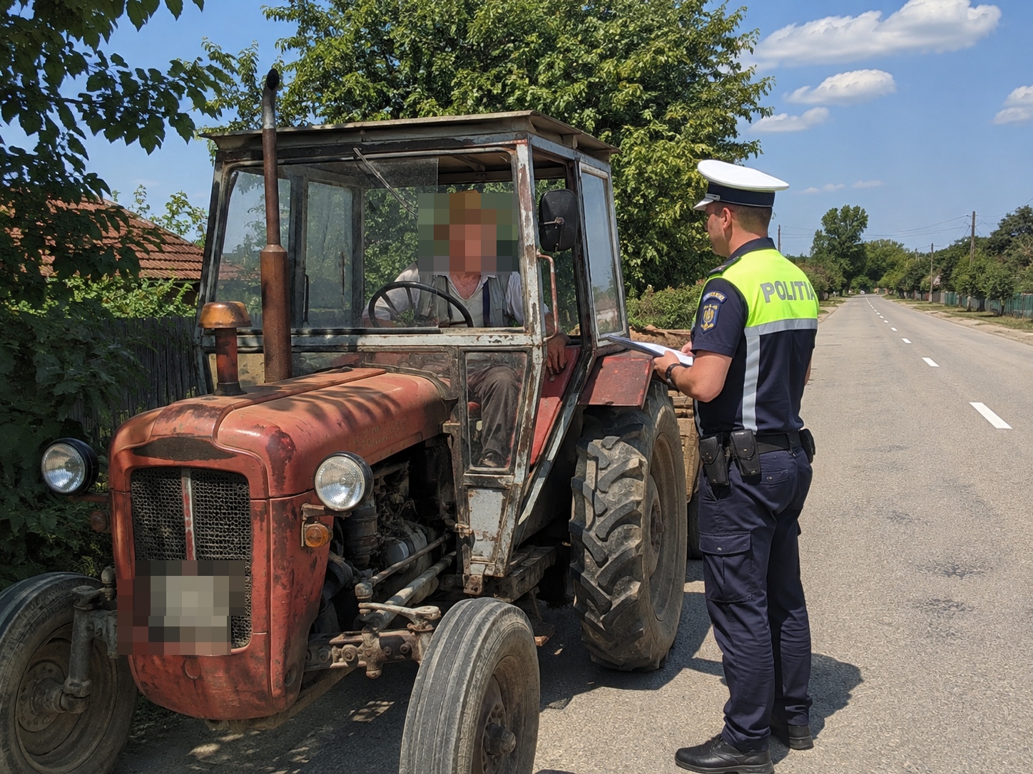 tractorist oprit la control