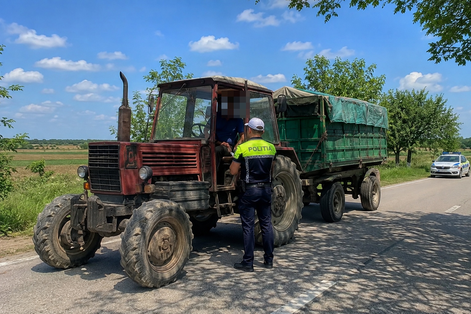 tractorist oprit la control.