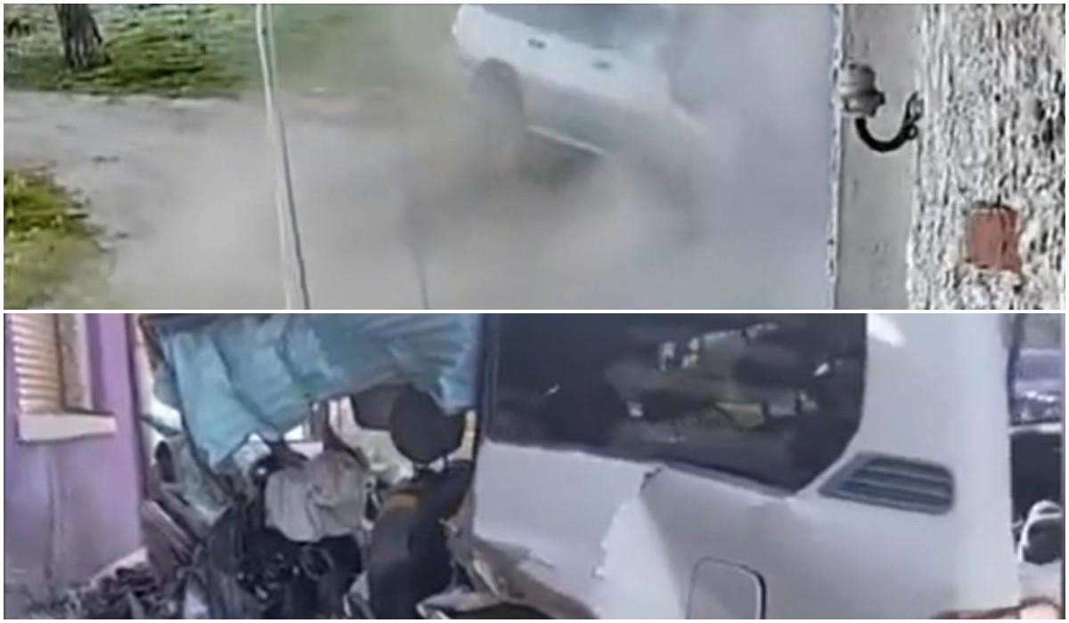 un sofer s-a izbit cu masina in casa