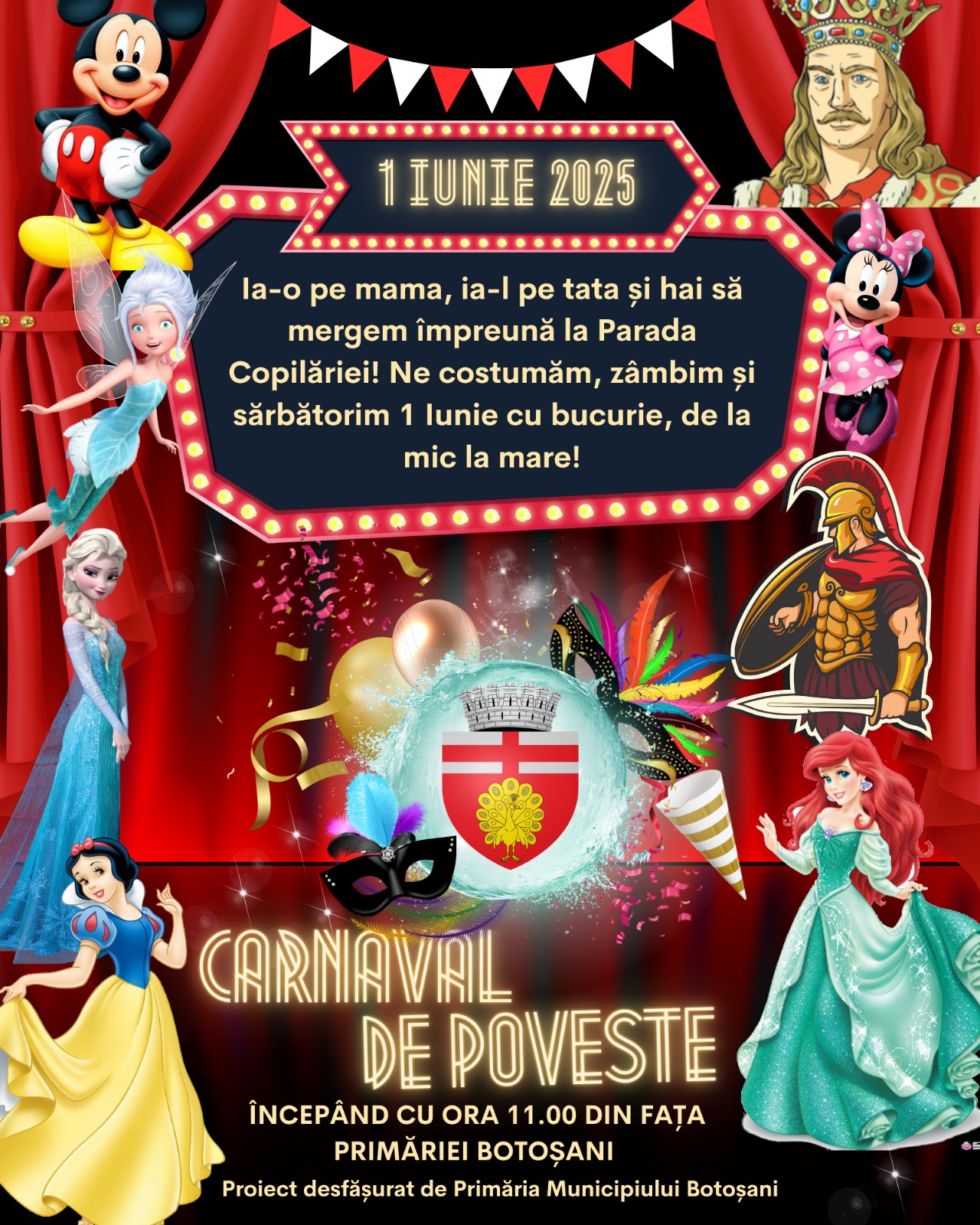 Carnavalul Copiilor revine la Botoșani cu personaje de poveste și activități interactive