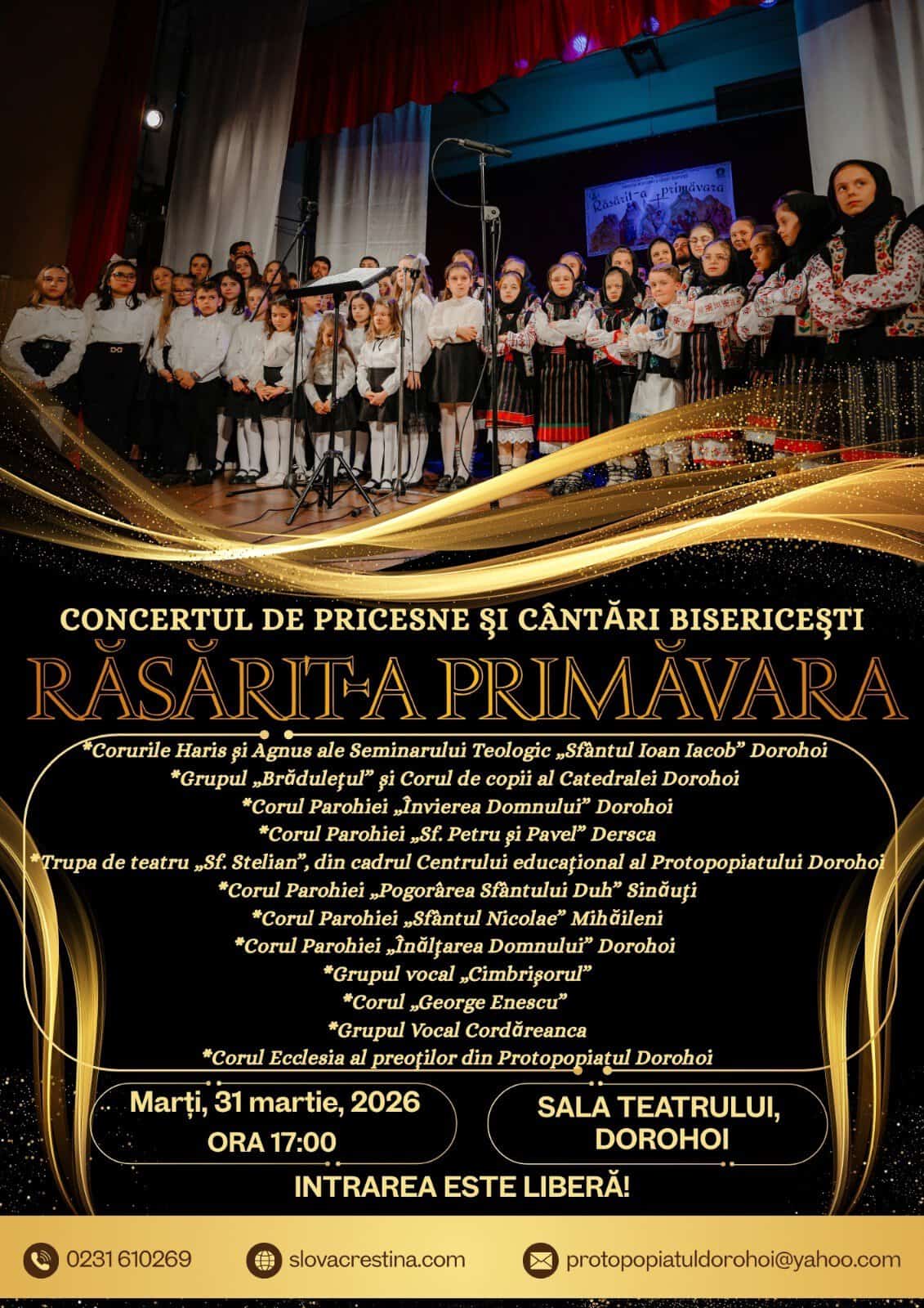 Concert emoționant de pricesne și cântări bisericești: Intrarea este liberă